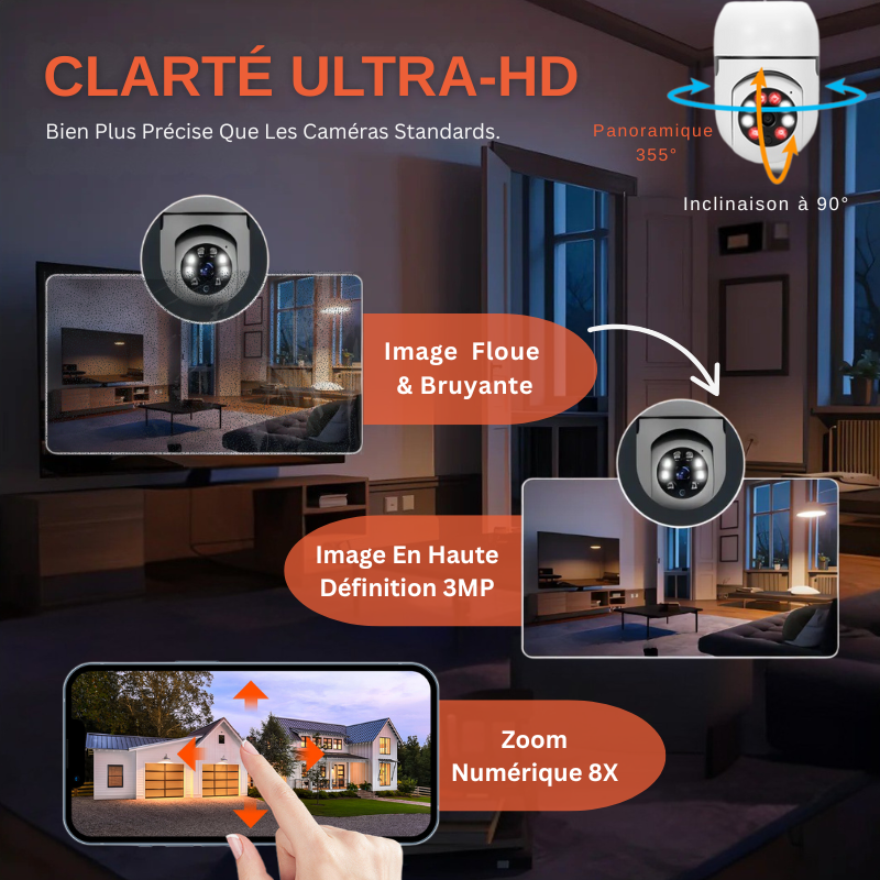 Caméra Ampoule Sans Fil WIFI Avec Vision Nocture