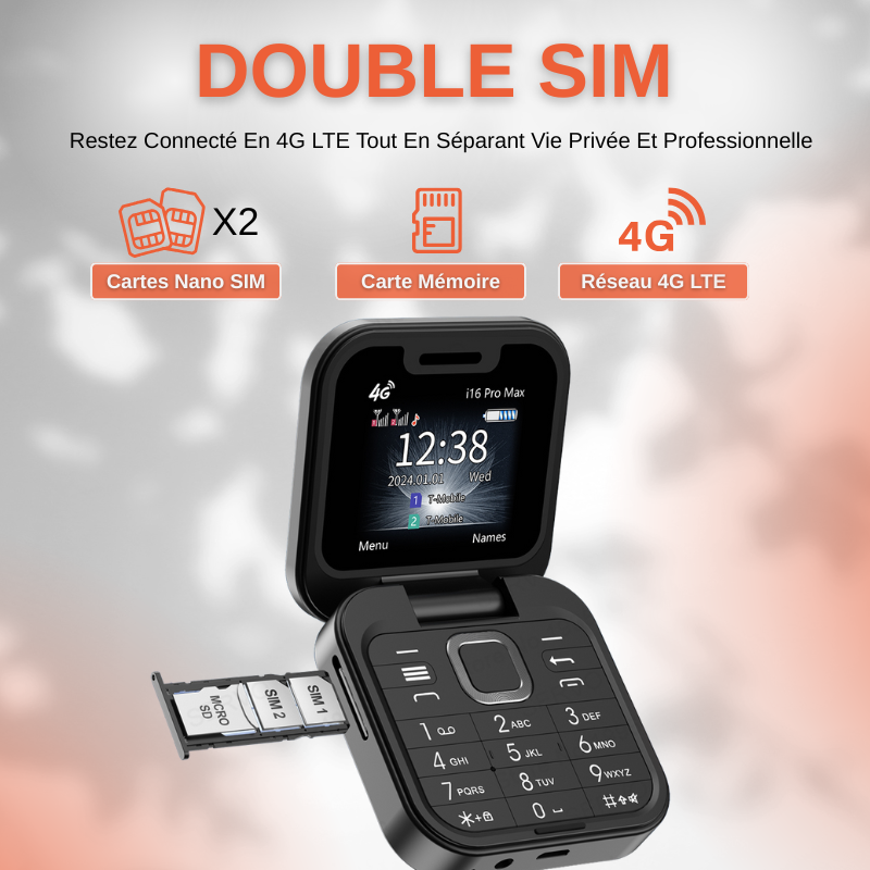 Téléphone Pliable Double Sim