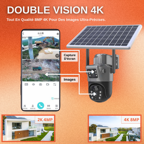 Caméra De Sécurité Extérieure Solaire WiFi 4K 8MP