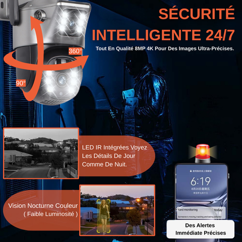 Caméra De Sécurité Extérieure Solaire WiFi 4K 8MP