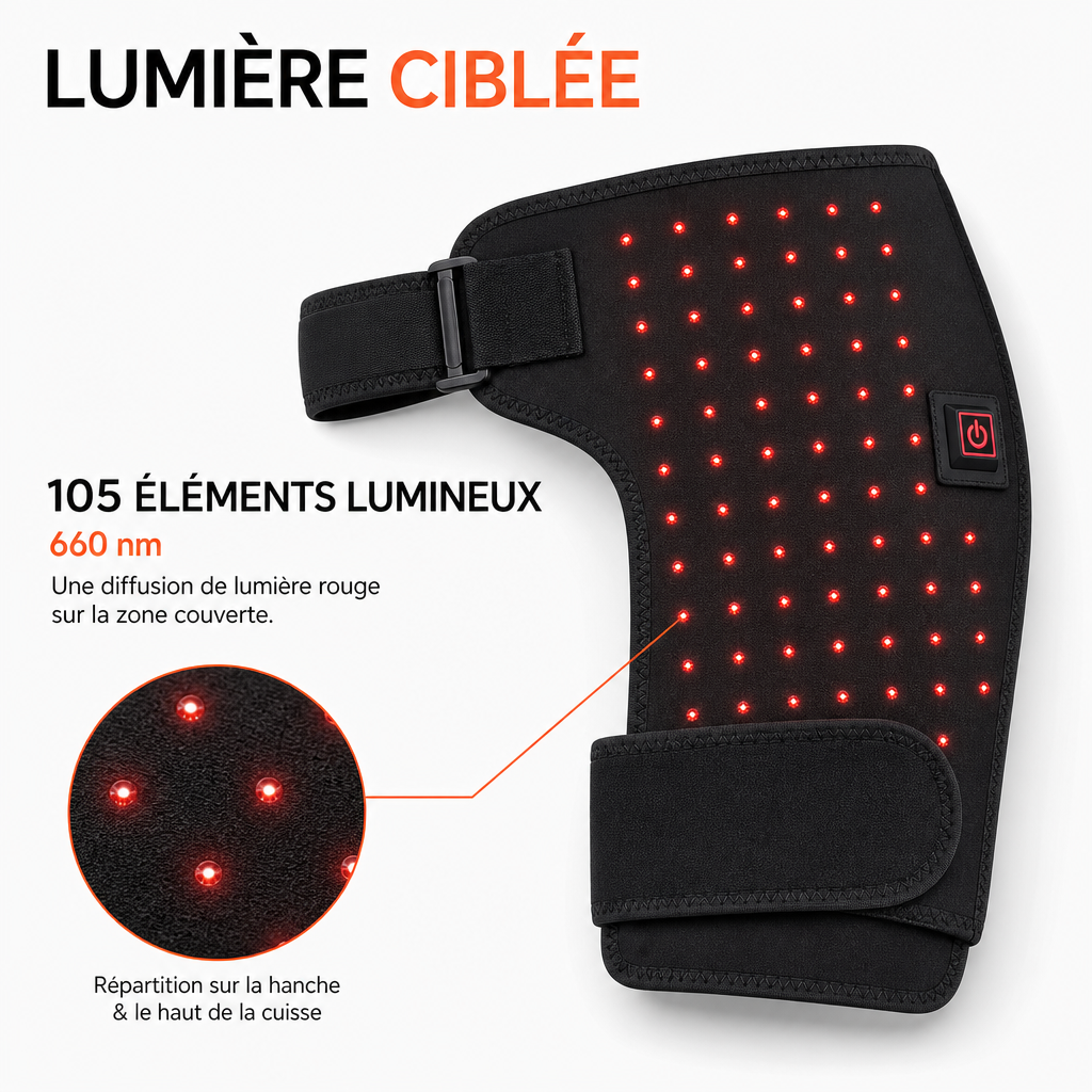 Ceinture Chauffante Réglable pour Hanche & Cuisse avec Infrarouge 660 nm