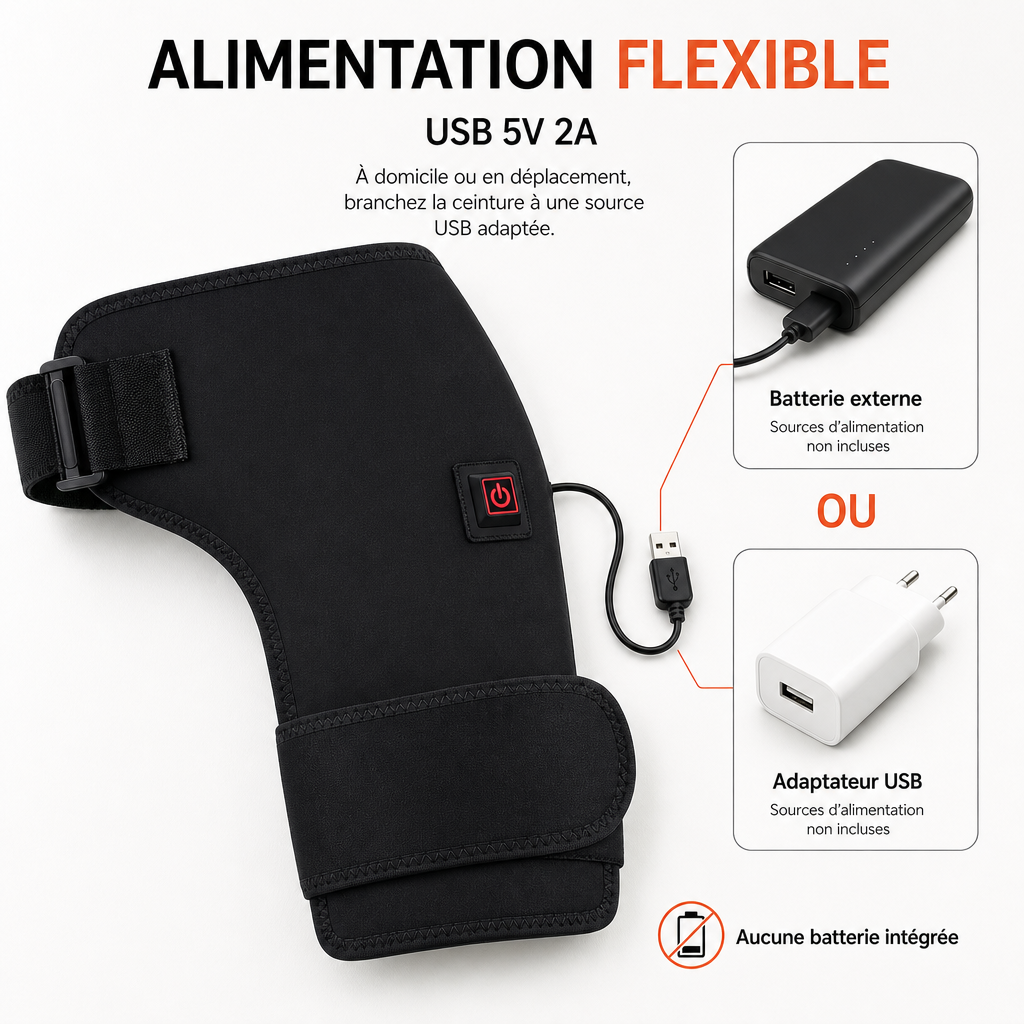 Ceinture Chauffante Réglable pour Hanche & Cuisse avec Infrarouge 660 nm