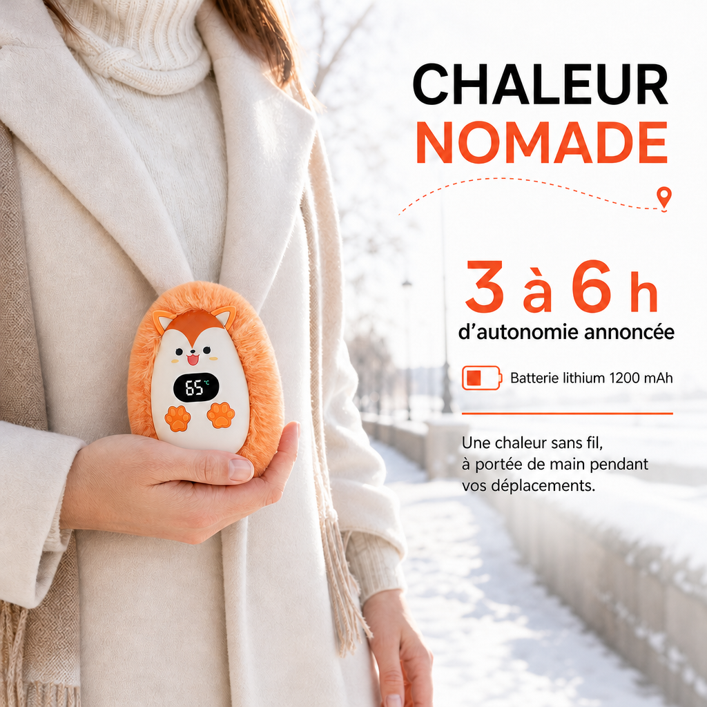 Chauffe-Mains Électrique Rechargeable avec Écran Digital