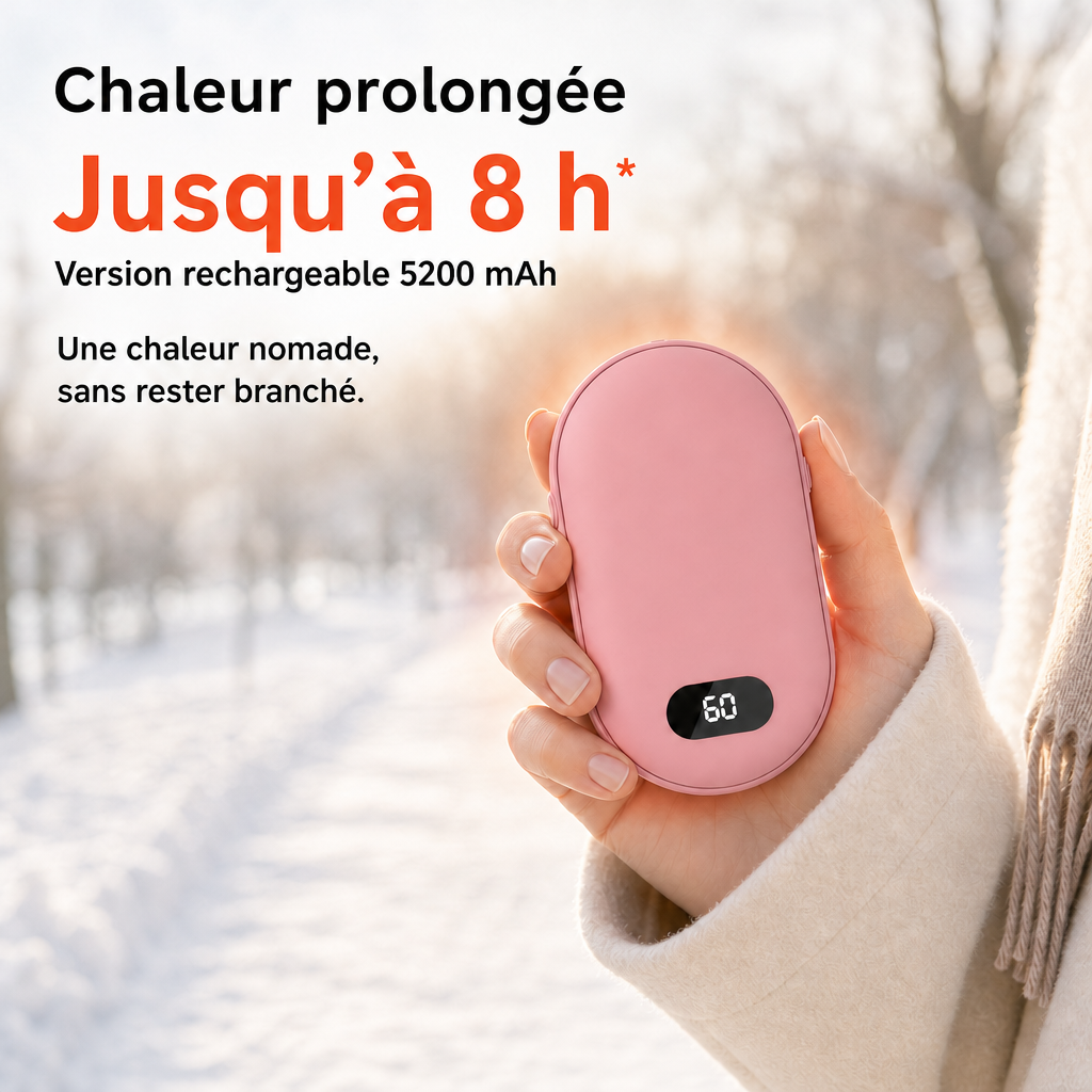 Chauffe-Mains Électrique Rechargeable avec Écran Digital
