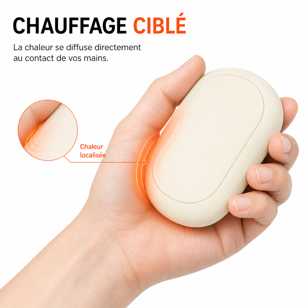 Chauffe-Mains Magnétiques 2-en-1 à 3 Niveaux de Chaleur