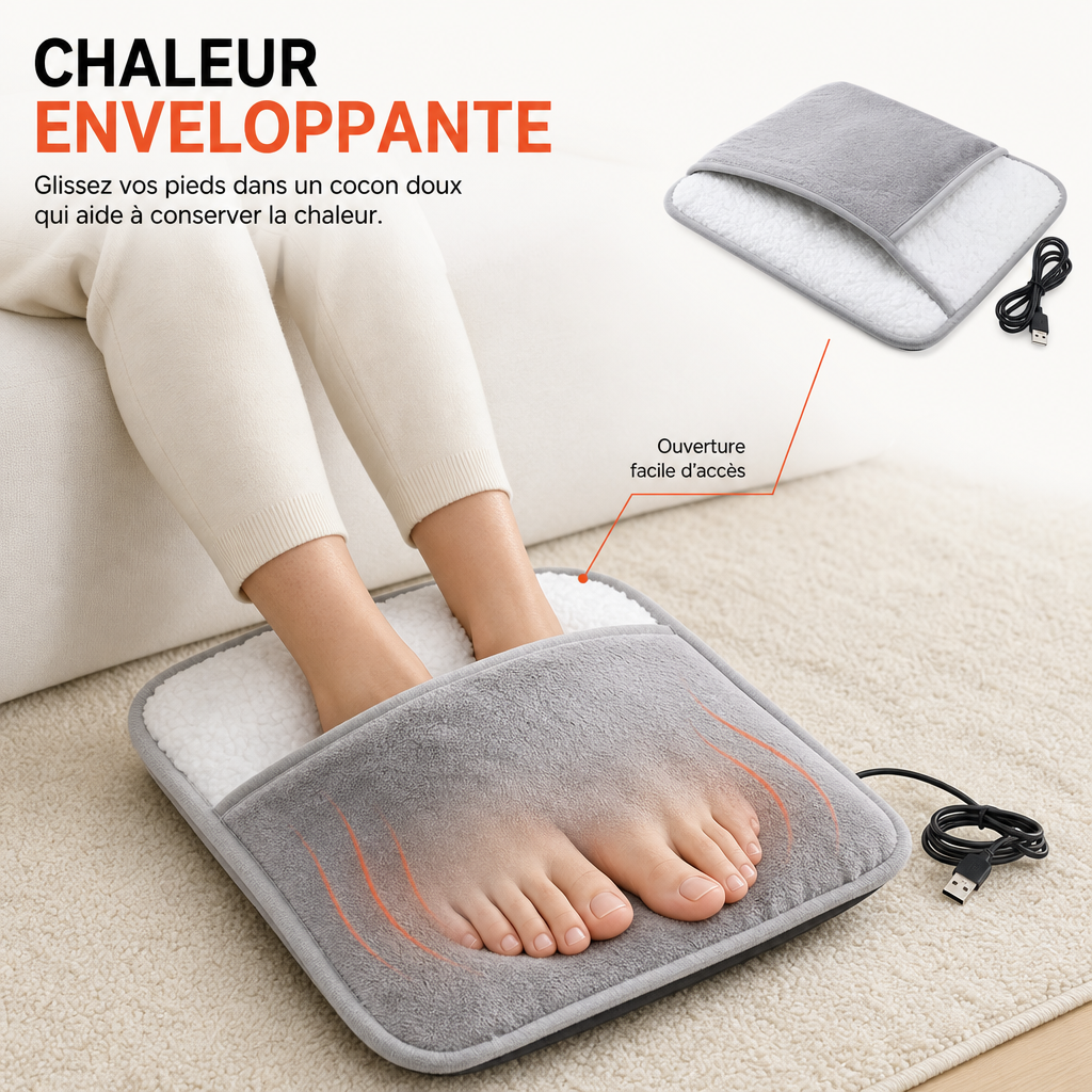Chauffe-Pieds Électrique USB en Flanelle Douce