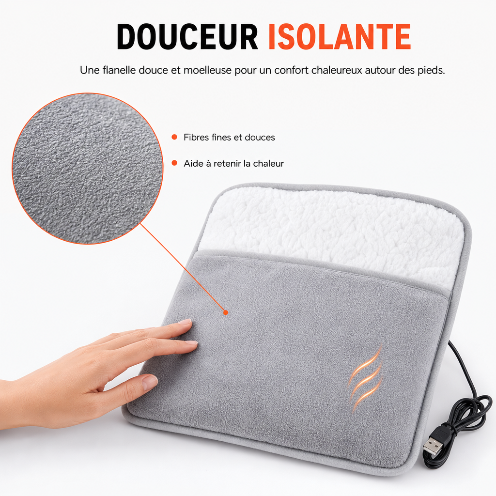 Chauffe-Pieds Électrique USB en Flanelle Douce