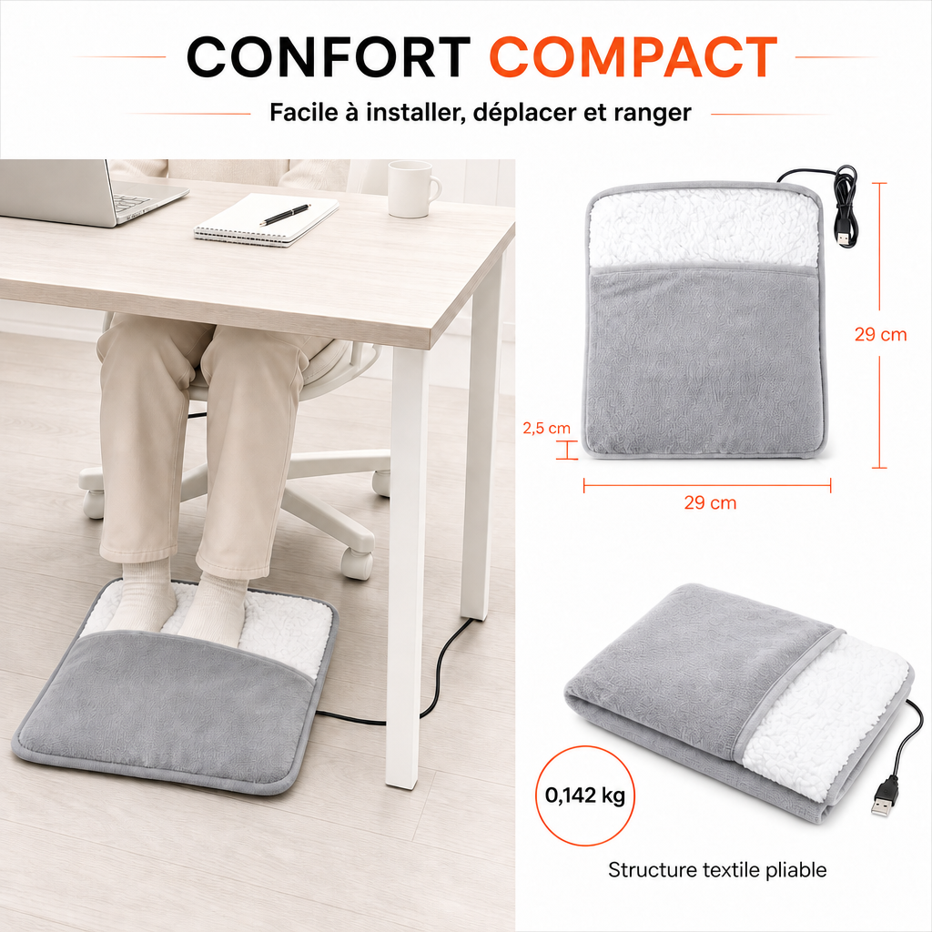 Chauffe-Pieds Électrique USB en Flanelle Douce