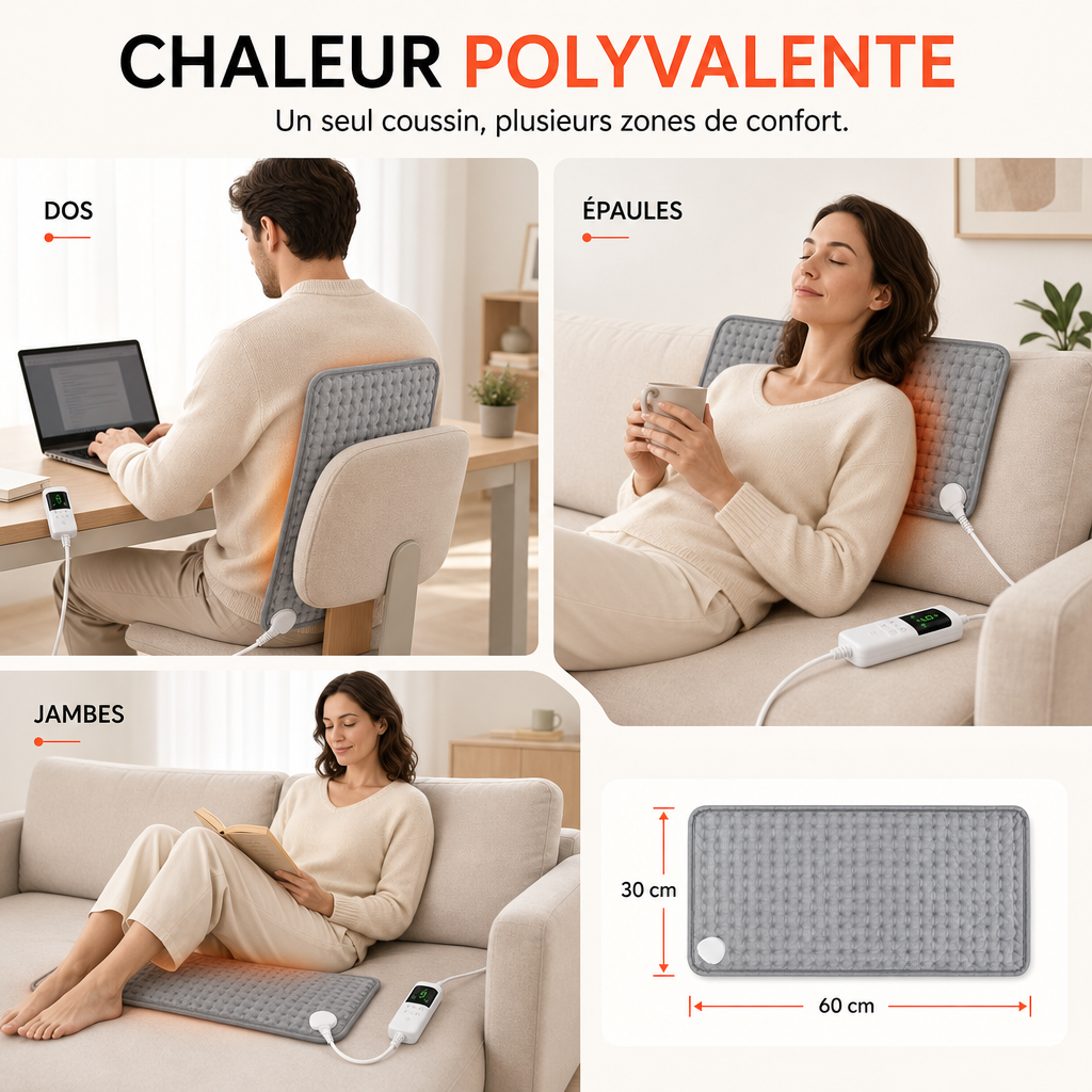 Coussin Chauffant Électrique pour Dos, Nuque & Épaules