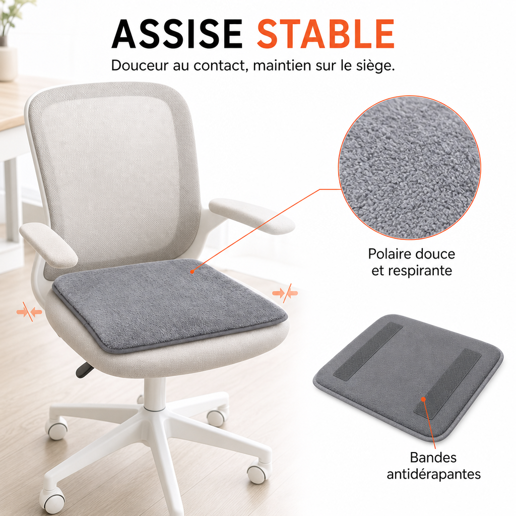 Coussin de Siège Chauffant USB à 4 Niveaux de Température