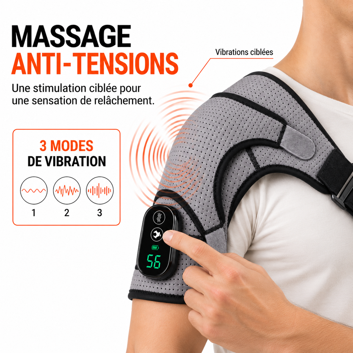 Épaulière Chauffante Électrique Réglable pour Homme & Femme