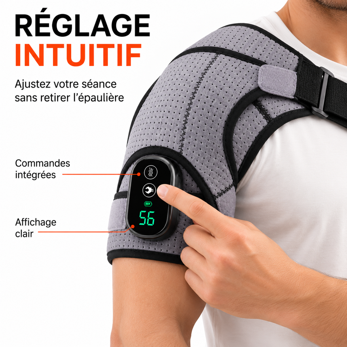 Épaulière Chauffante Électrique Réglable pour Homme & Femme
