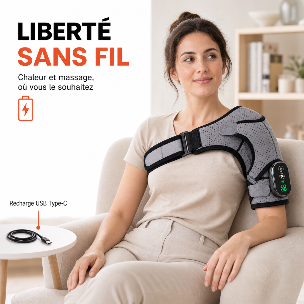 Épaulière Chauffante Électrique Réglable pour Homme & Femme