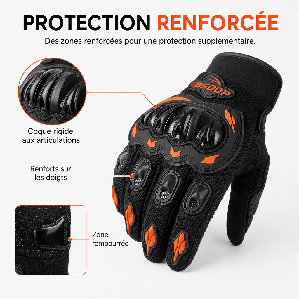 Gants de Moto Renforcés – Protection des Articulations, Antidérapants & Tactiles