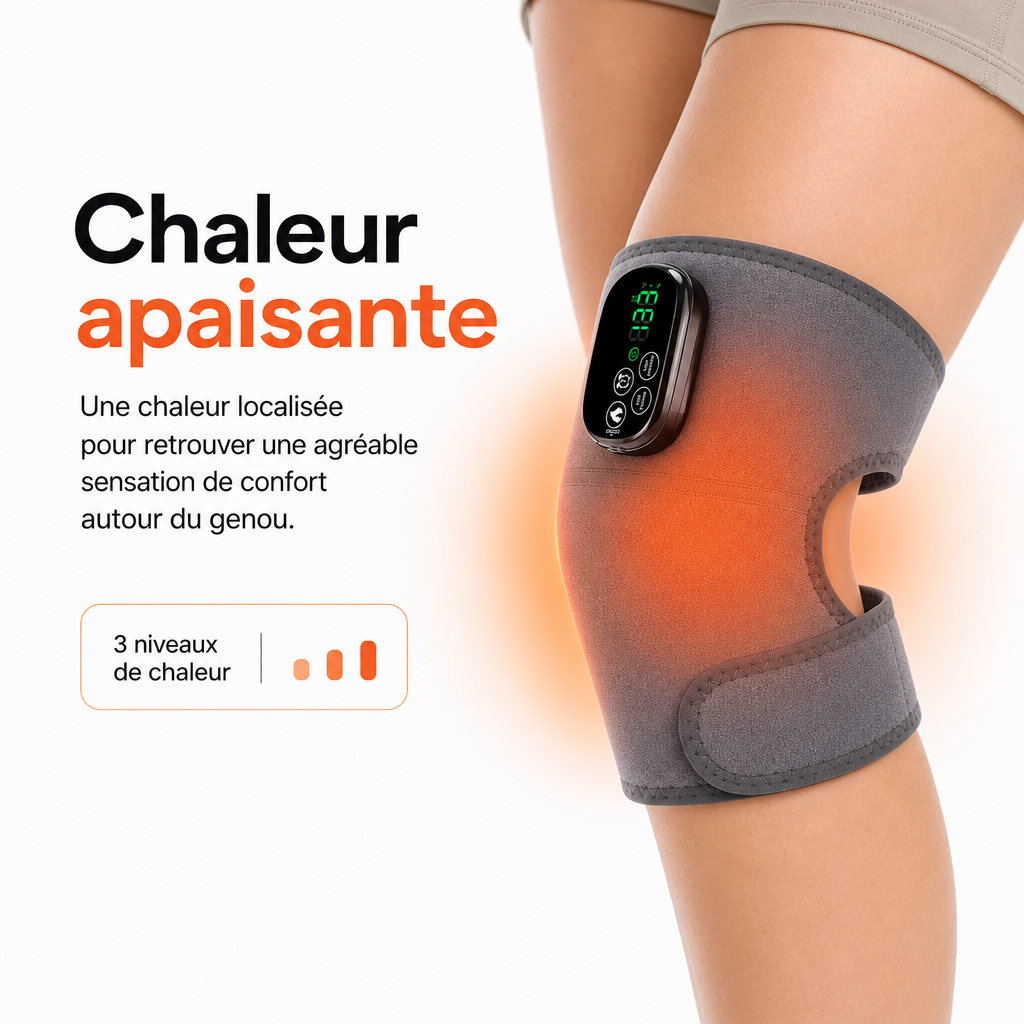 Genouillère Chauffante Vibrante 3-en-1 pour Genou