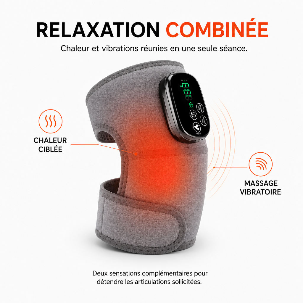 Genouillère Chauffante Vibrante 3-en-1 pour Genou