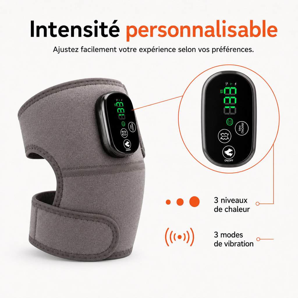 Genouillère Chauffante Vibrante 3-en-1 pour Genou