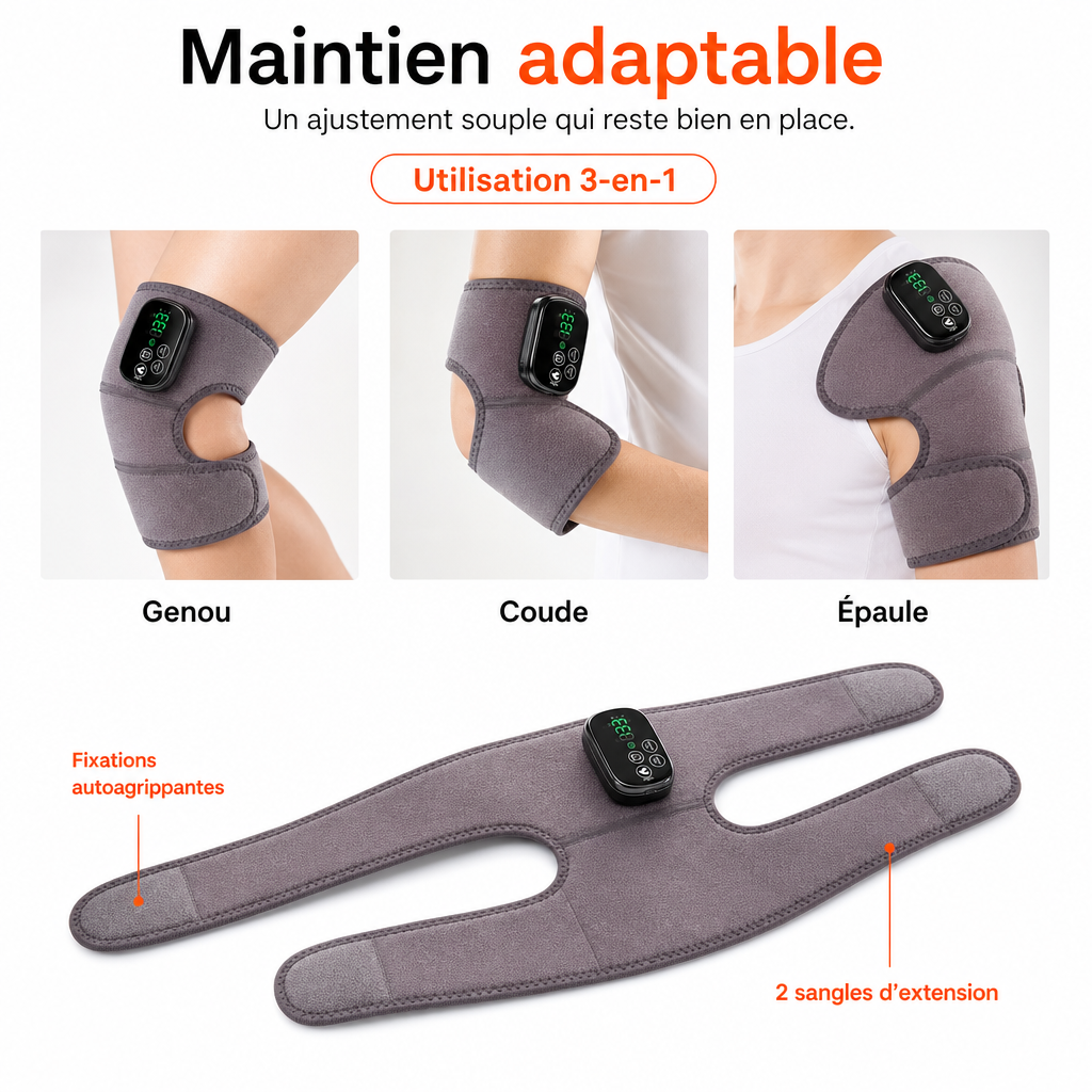 Genouillère Chauffante Vibrante 3-en-1 pour Genou