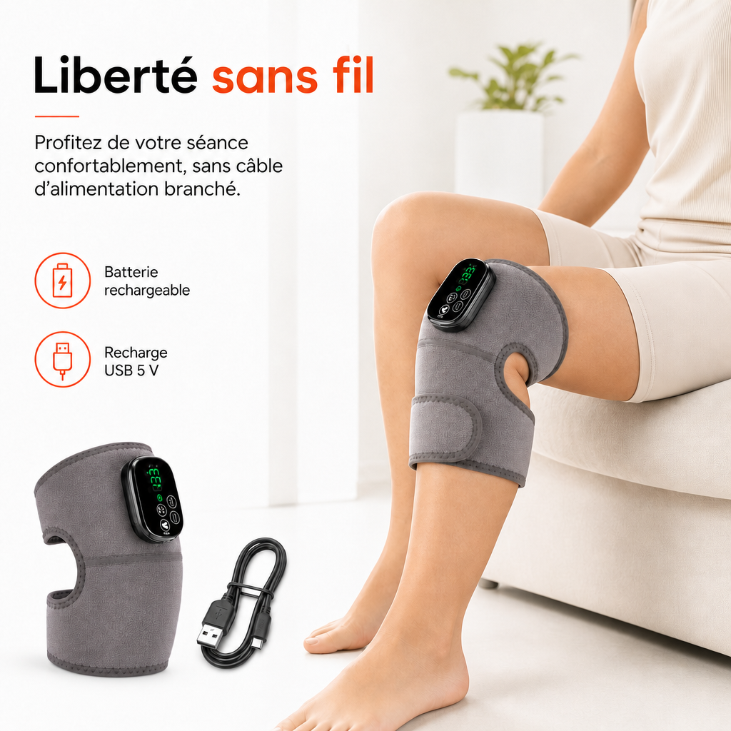 Genouillère Chauffante Vibrante 3-en-1 pour Genou