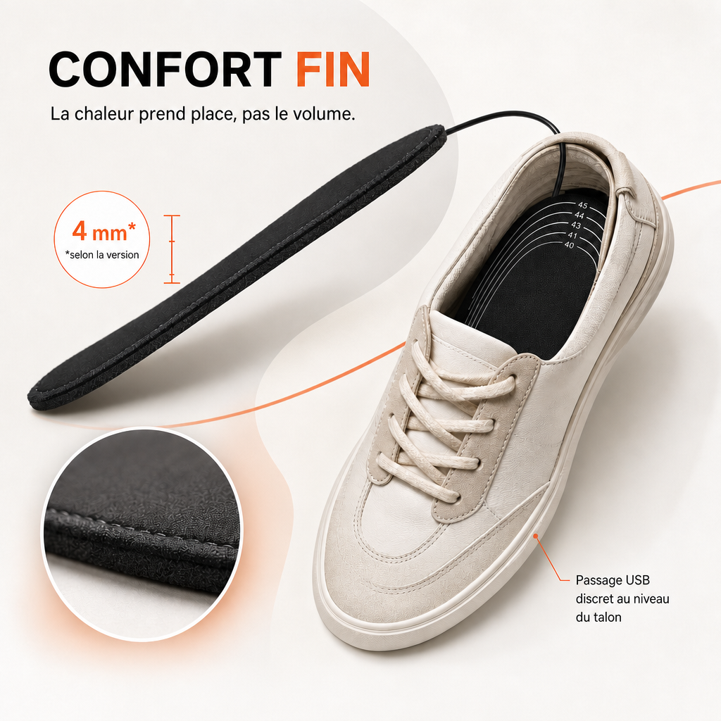 Semelles Chauffantes Électriques USB Ajustables pour Homme & Femme